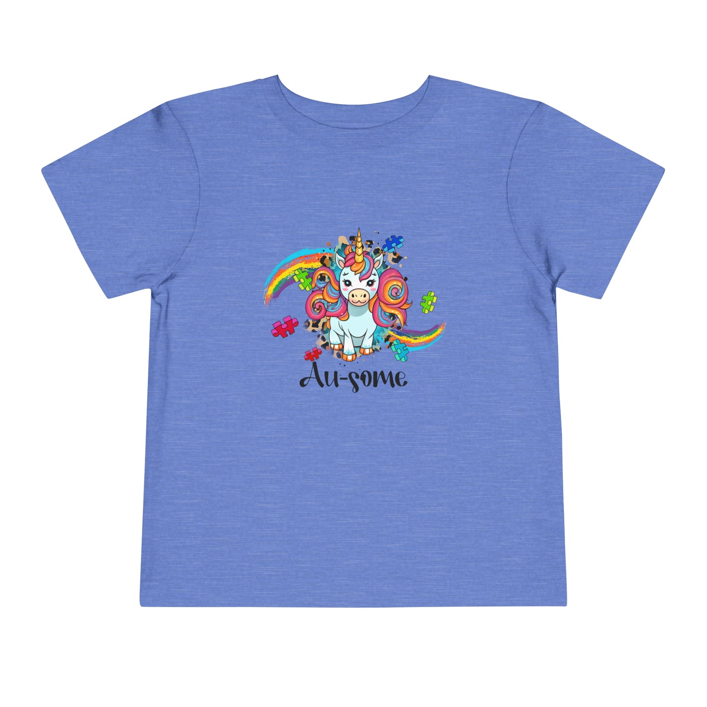 Ausome Unicorn Autism Acceptance Awareness Advocate Toddler Short Sleeve Tee