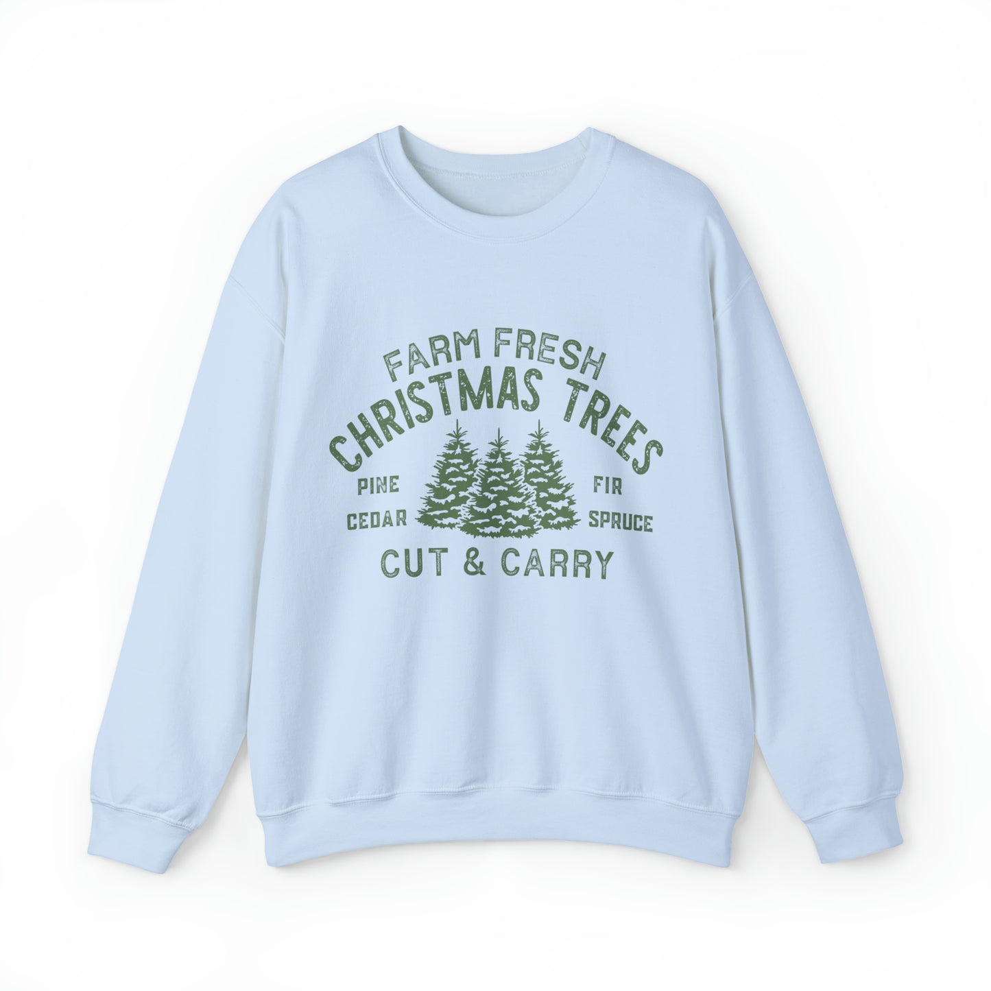 Farm Fresh Christmas Trees Women's Christmas Crewneck Sweatshirt with Green