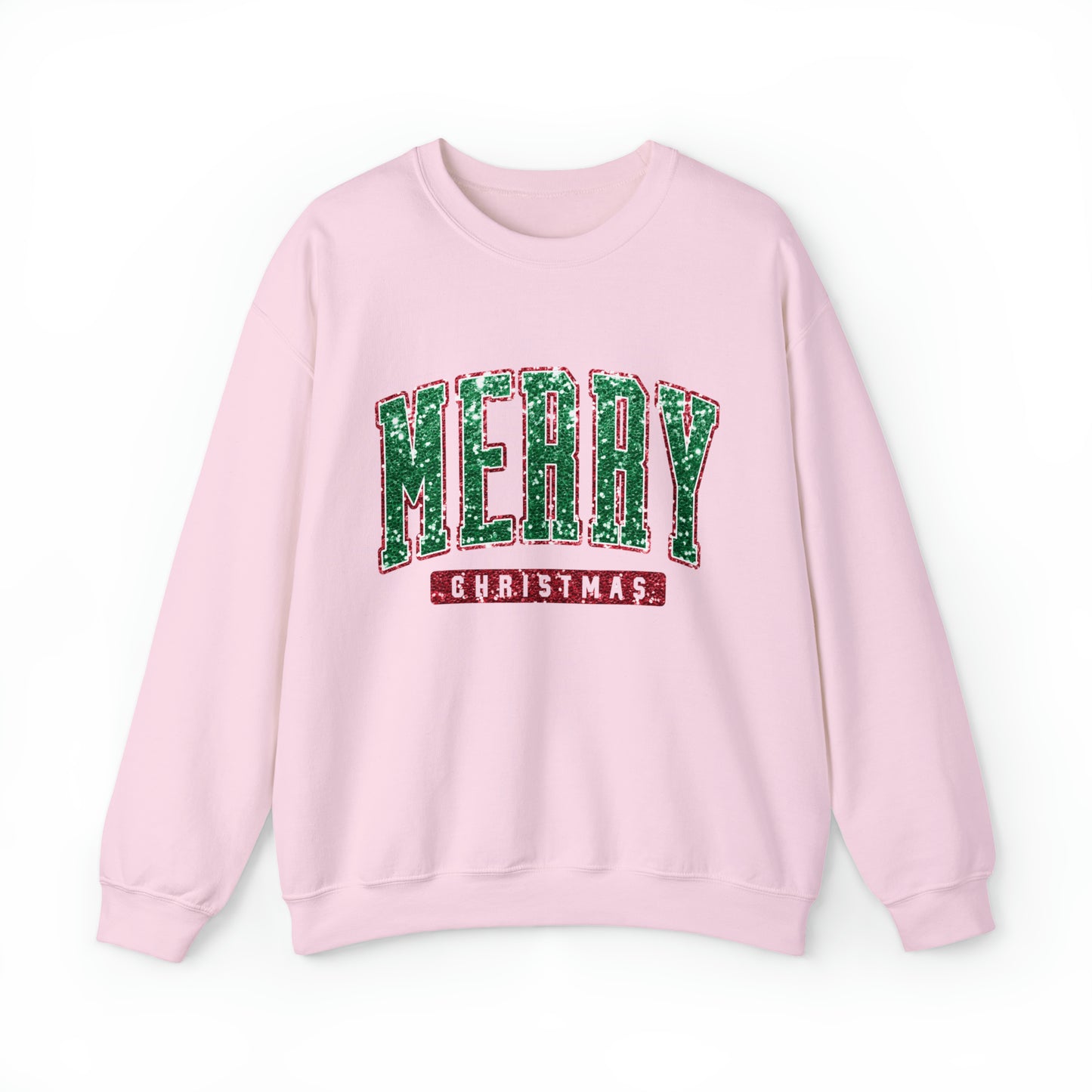 Merry Christmas Green Sparkle Women's Christmas Crewneck Sweatshirt