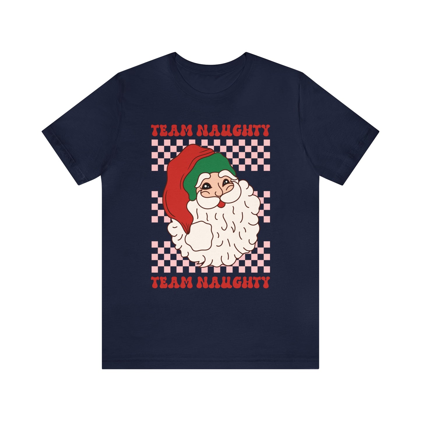 Santa Team Naughty Women's Funny Christmas Short Sleeve Shirt