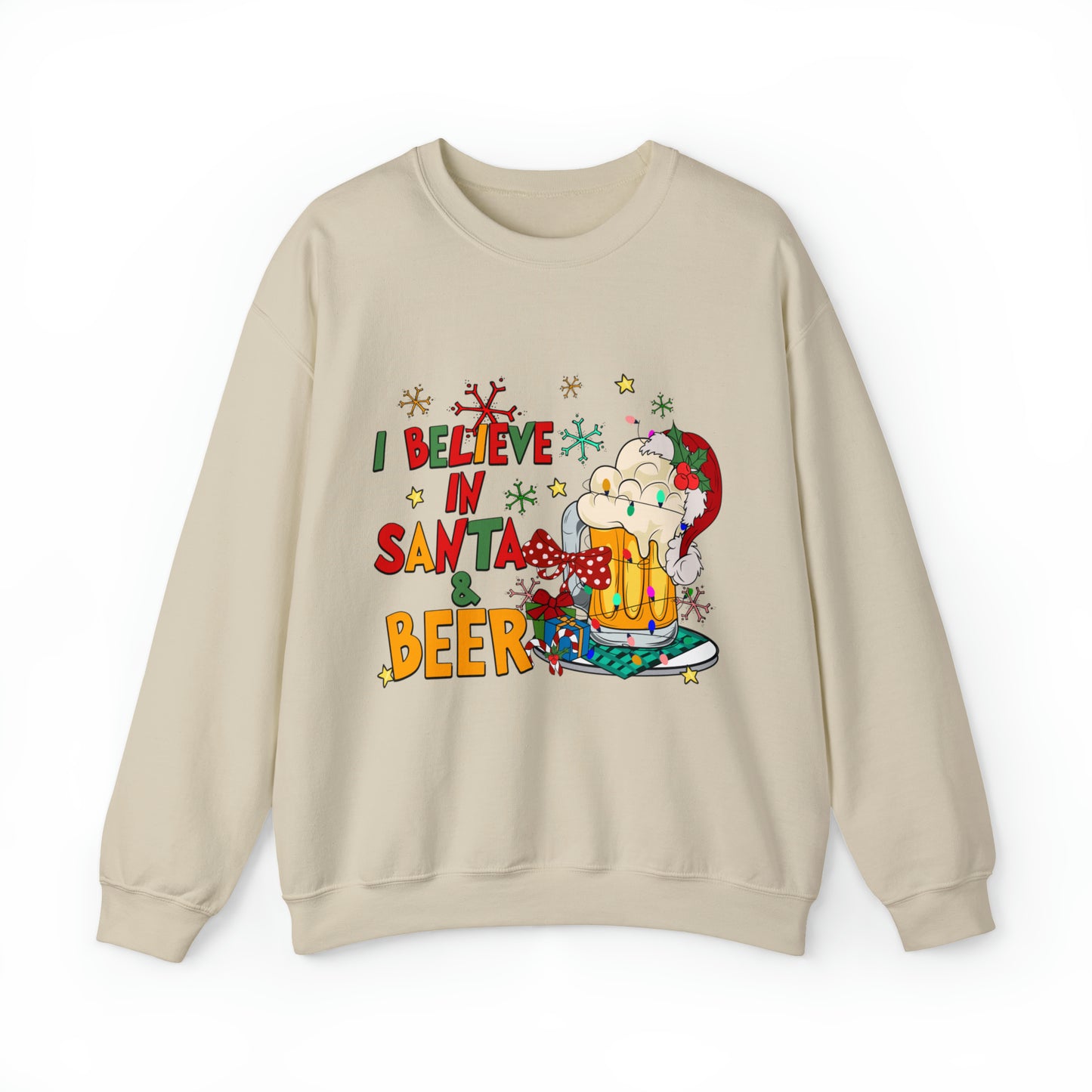 Santa and Beer Women's and Men's Unisex Christmas Sweatshirt