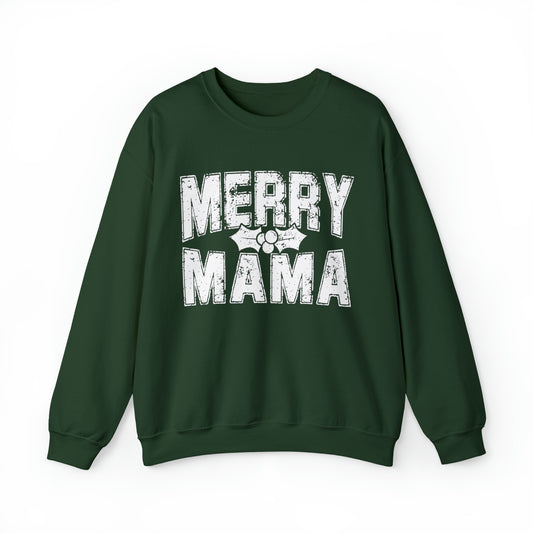 Merry Mama in White Women's Christmas Crewneck Sweatshirt