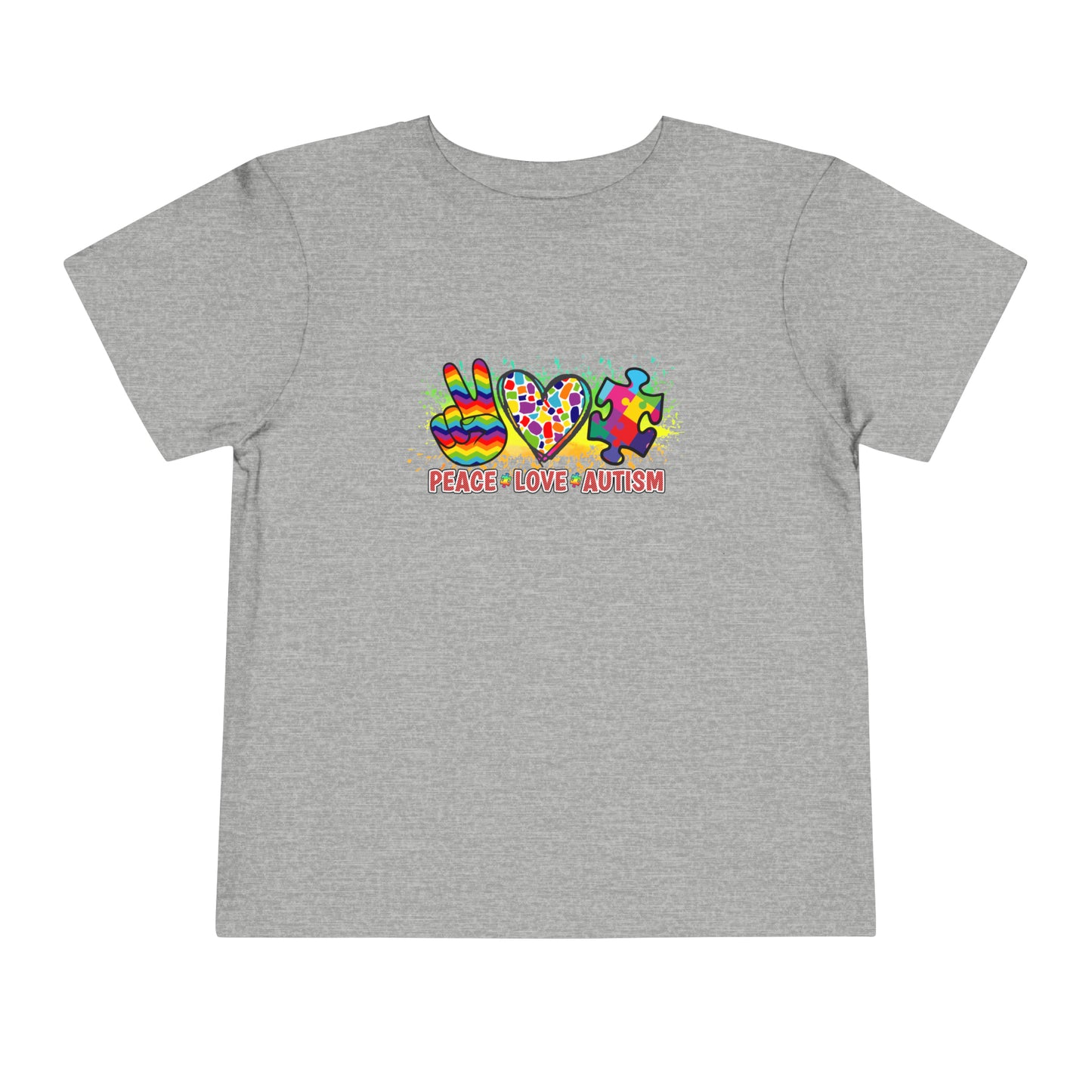 Peace Love Autism Awareness Advocate Toddler Short Sleeve Tee