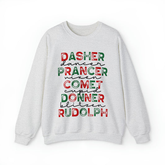 Santa's Reindeer List Red & Green Women's Christmas Crewneck Sweatshirt