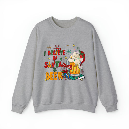 Santa and Beer Women's and Men's Unisex Christmas Sweatshirt
