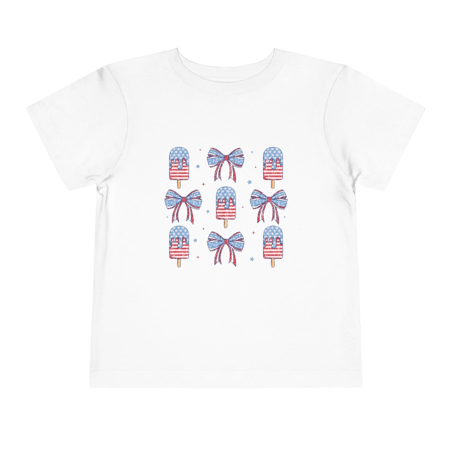 American USA Popcicles and Bows Toddler Short Sleeve Tee