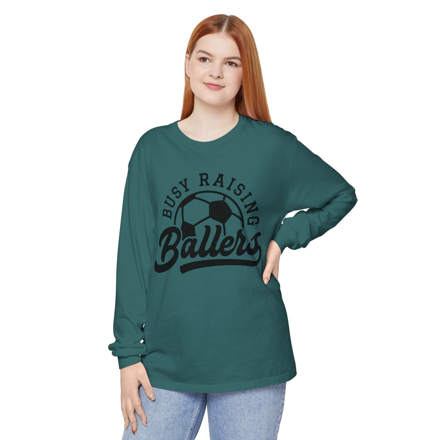 Busy Raising Ballers Soccer Mom and Dad Long Sleeve T-Shirt