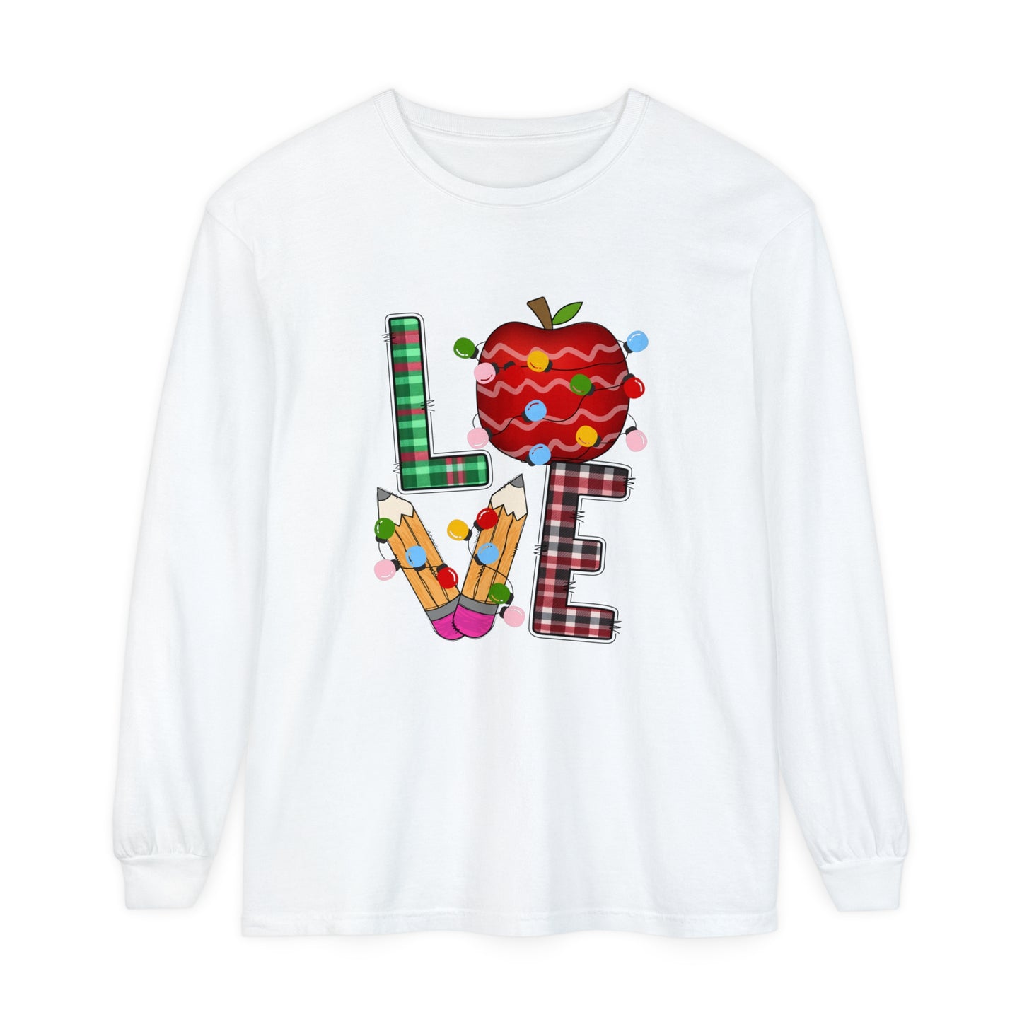 Teacher LOVE Christmas Loose Long Sleeve T-Shirt