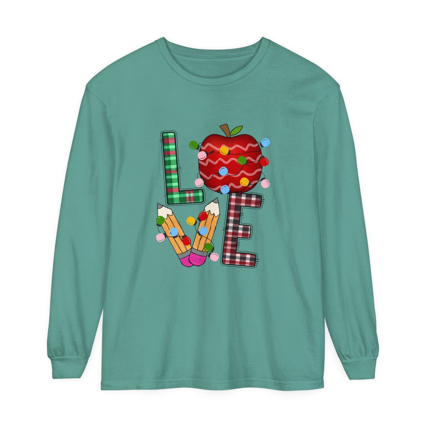 Teacher LOVE Christmas Loose Long Sleeve T-Shirt