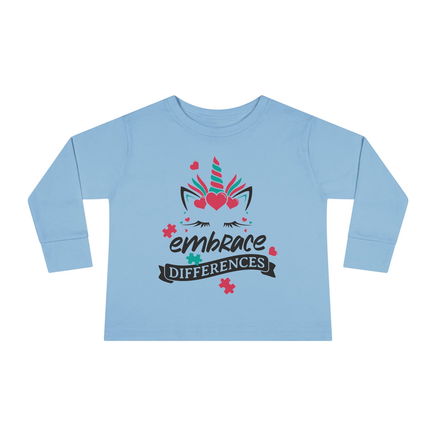 Embrace Differences Unicorn Autism Toddler Long Sleeve Tee