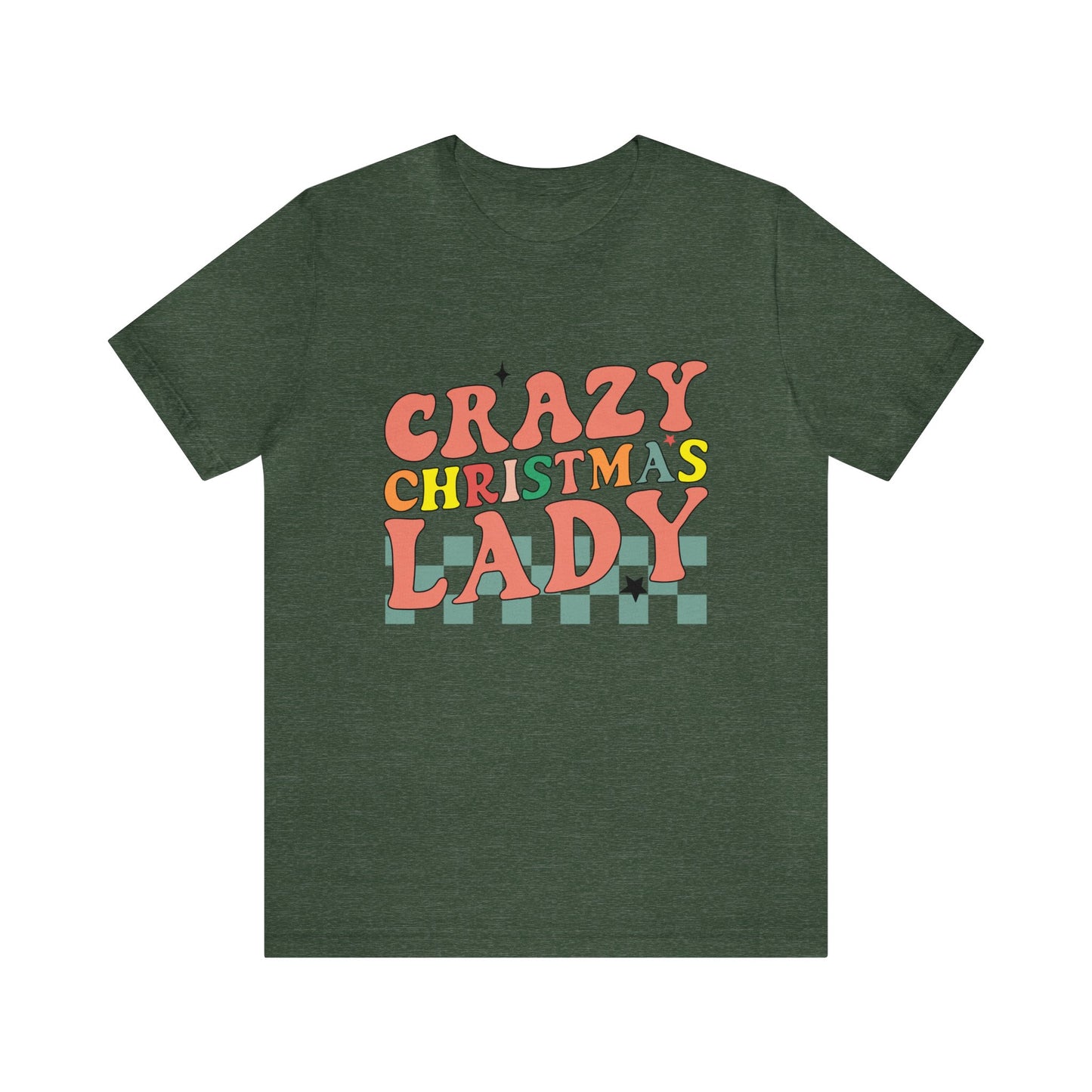 Crazy Christmas Lady Women's Funny Christmas Short Sleeve Shirt