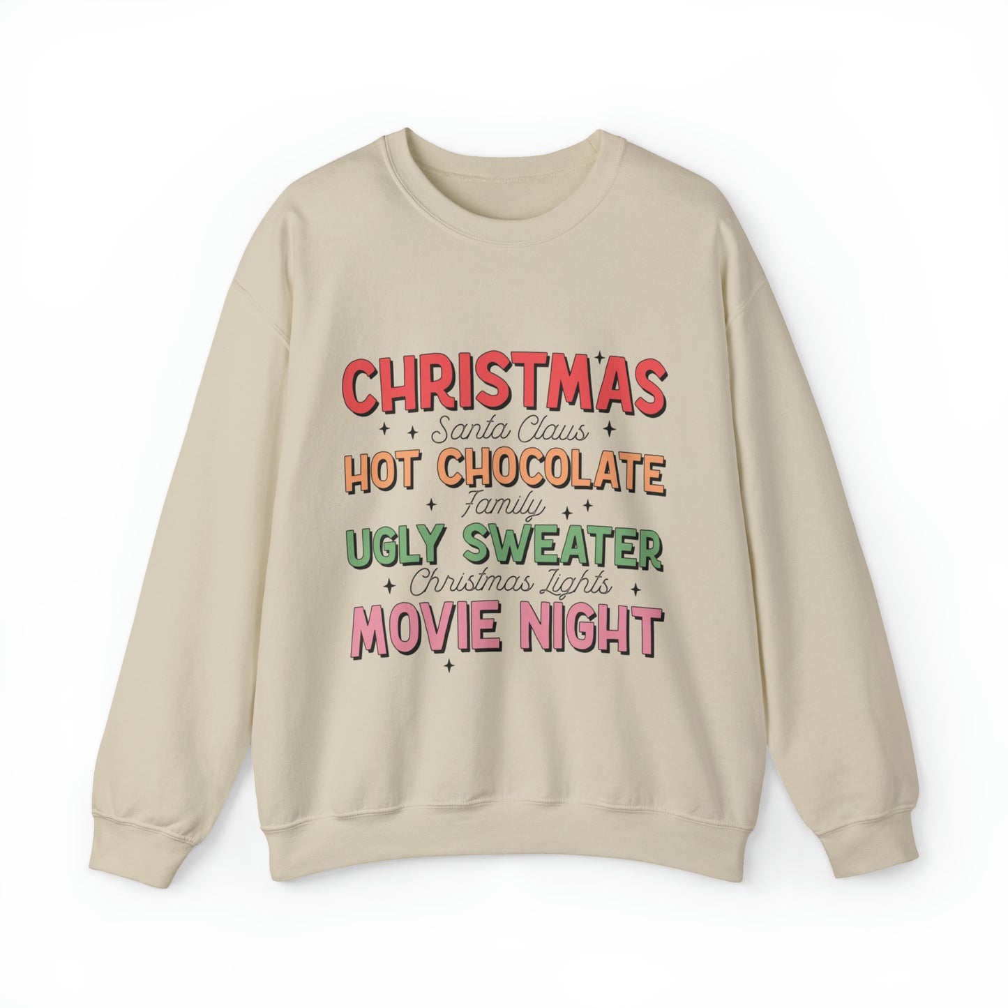 Christmas, Santa, Hot Chocolate, Family, Ugly Sweater, lights, Movies Holiday Women's Crewneck Sweatshirt