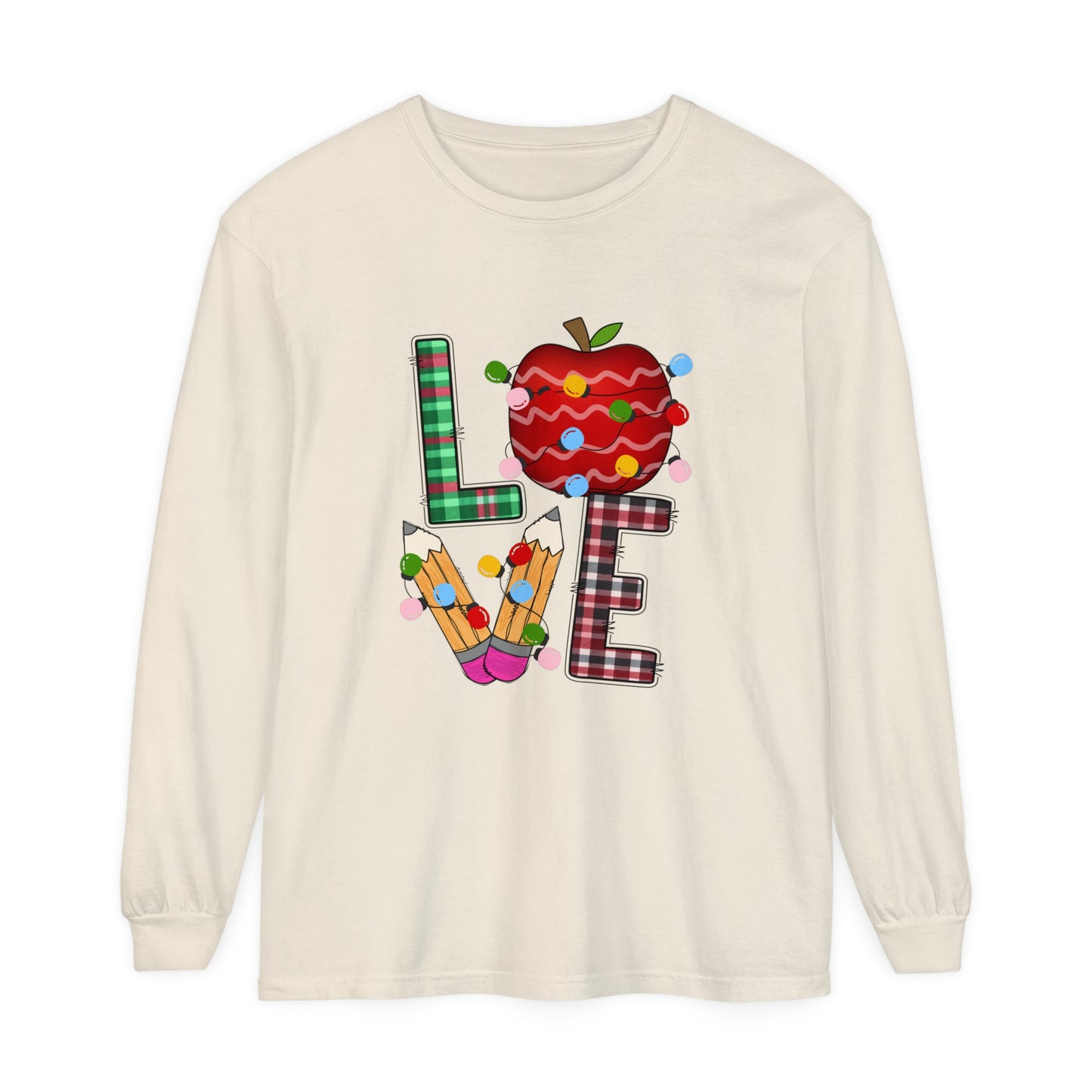 Teacher LOVE Christmas Loose Long Sleeve T-Shirt