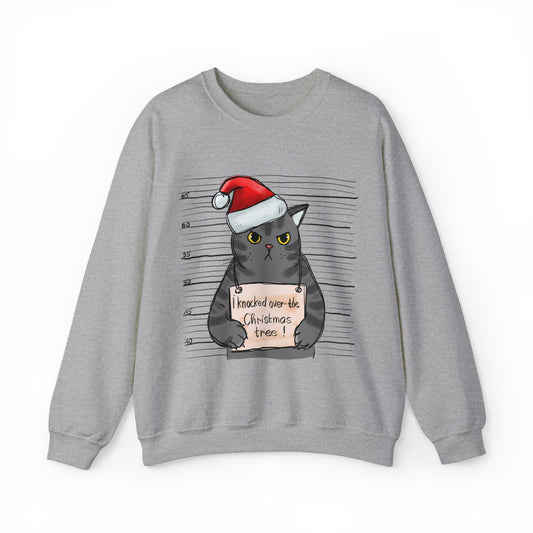 Funny Christmas Cat Sweatshirt Men and Women's