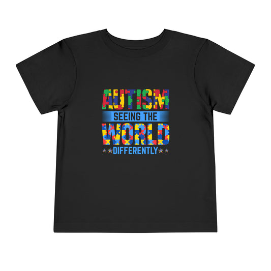 Autism Seeing The World Differently  Autism Acceptance Awareness Advocate Toddler Short Sleeve Tee