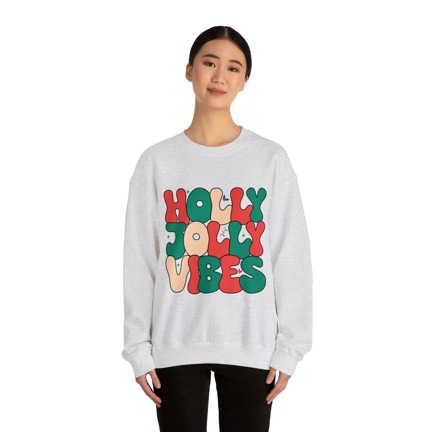 Holly Jolly Vibes Women's Christmas Winter Crewneck Sweatshirt