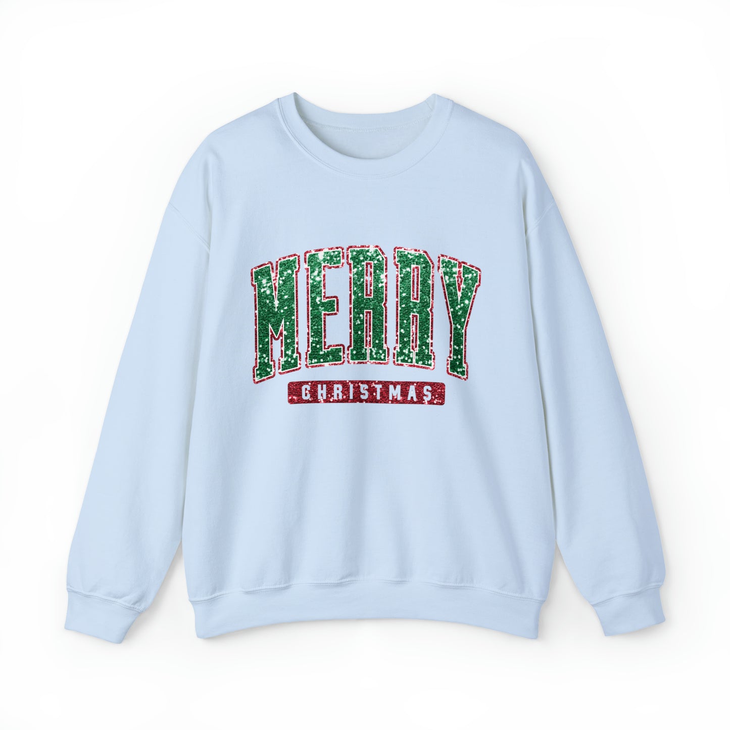 Merry Christmas Green Sparkle Women's Christmas Crewneck Sweatshirt