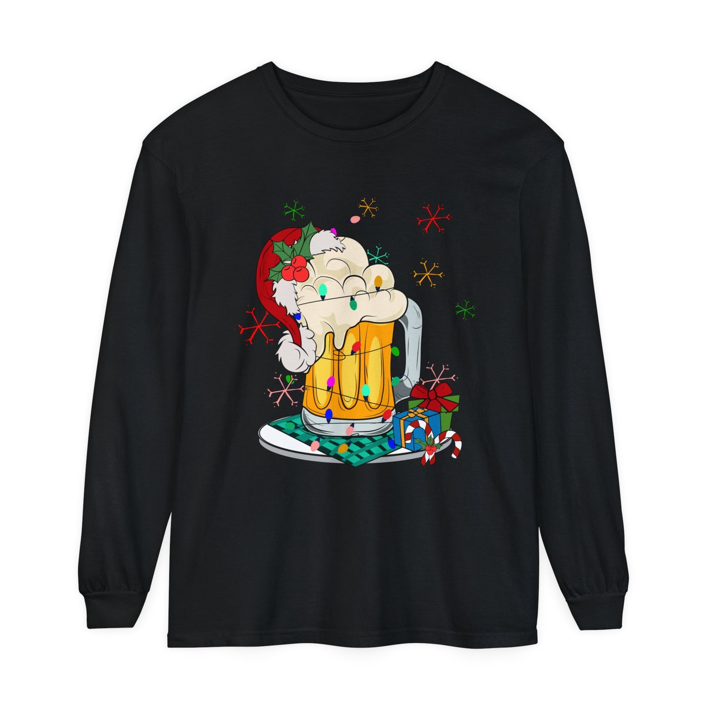 Funny Christmas Beer Adult Loose Long Sleeve T-Shirt