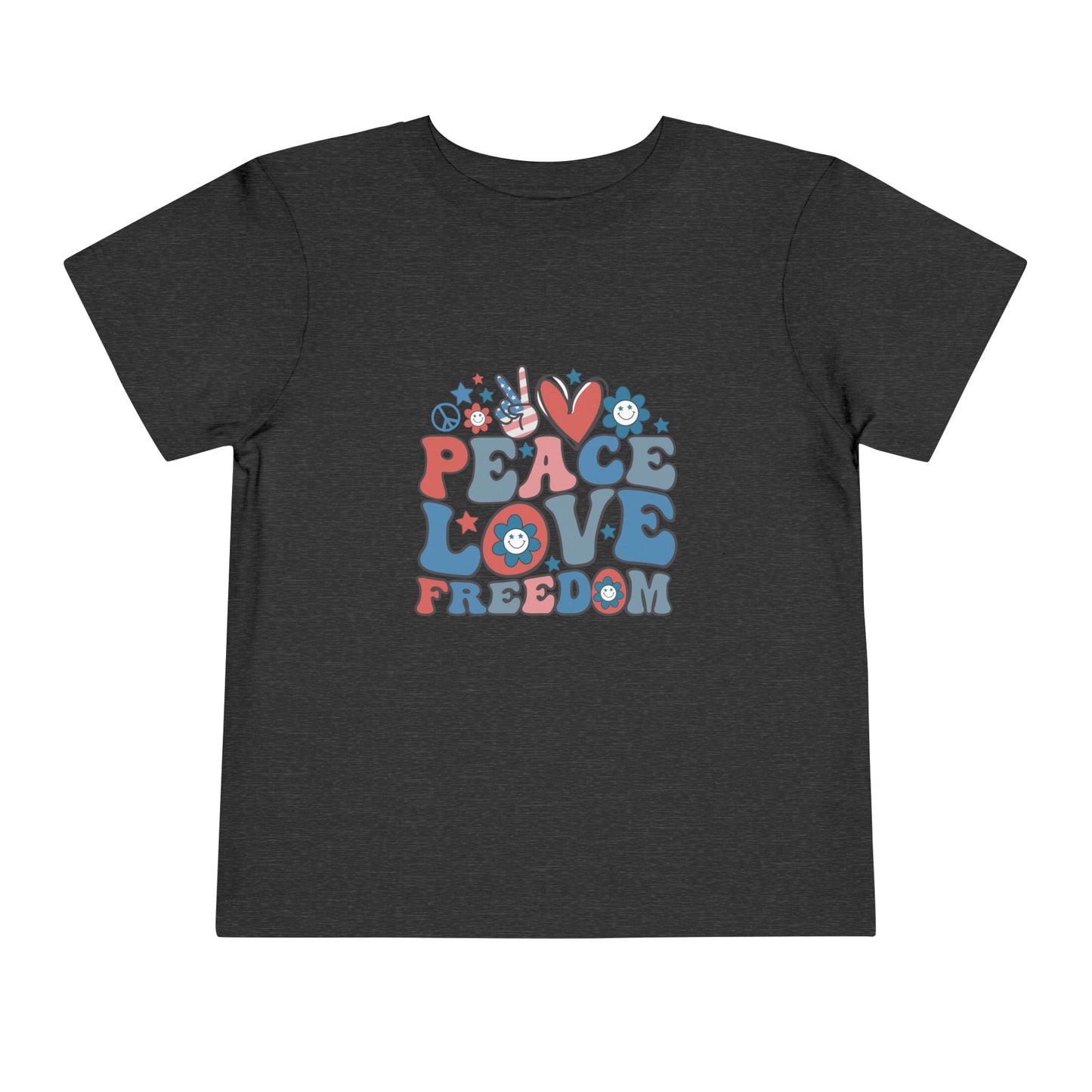 Peace Love Freedom 4th of July Toddler Short Sleeve Tee