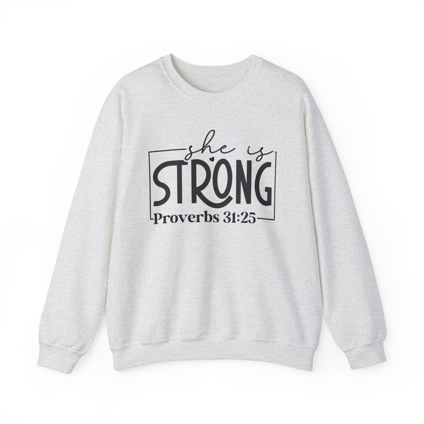 She is Strong Women's Bible Verse Sweatshirt