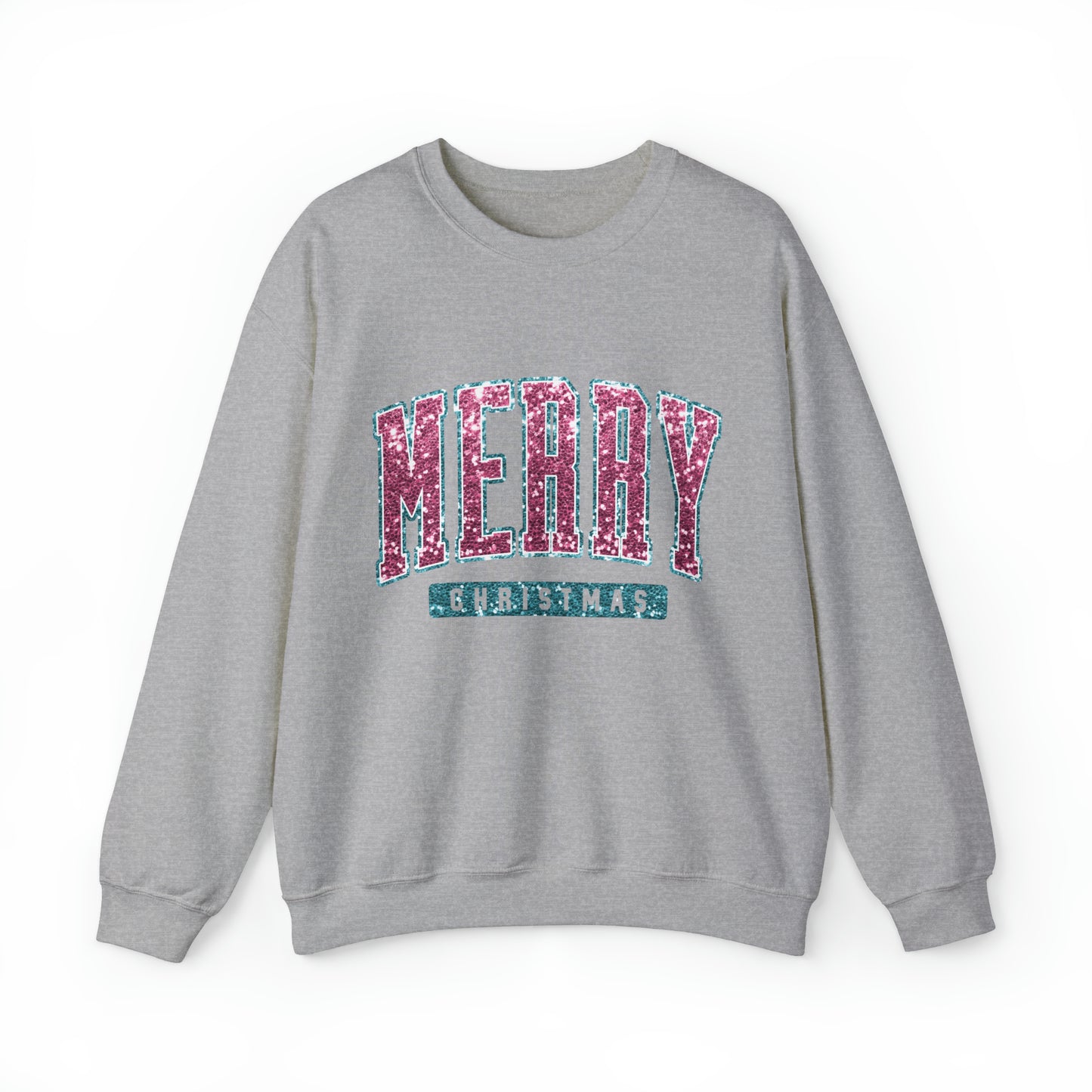 Merry Christmas Pink Sparkle Women's Christmas Crewneck Sweatshirt