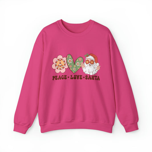 Peace Love Santa Groovy Retro Women's Christmas Sweatshirt