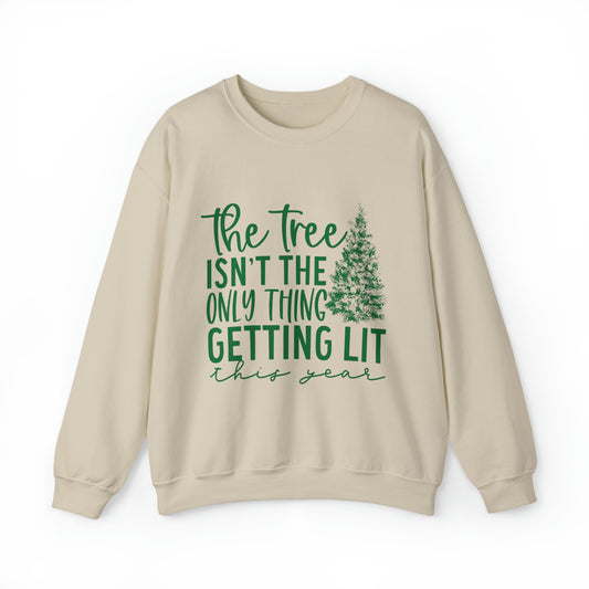 Tree Getting Lit with Green Women's Christmas Crewneck Sweatshirt