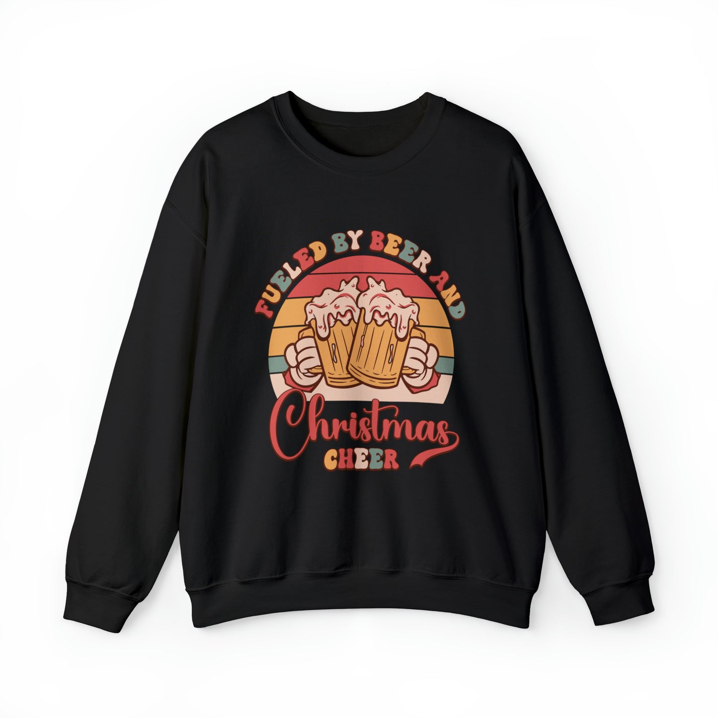 Fueled by Beer and Christmas Cheer Adult Unisex Funny Christmas Crewneck Sweatshirt