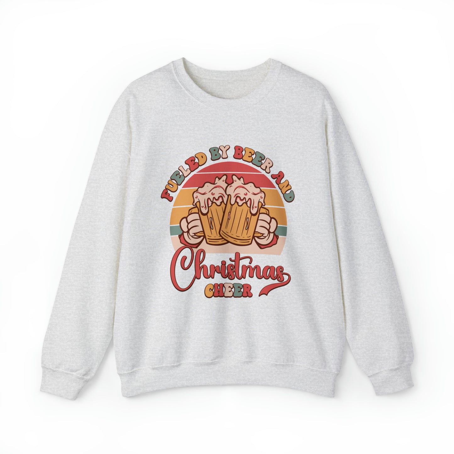 Fueled by Beer and Christmas Cheer Adult Unisex Funny Christmas Crewneck Sweatshirt