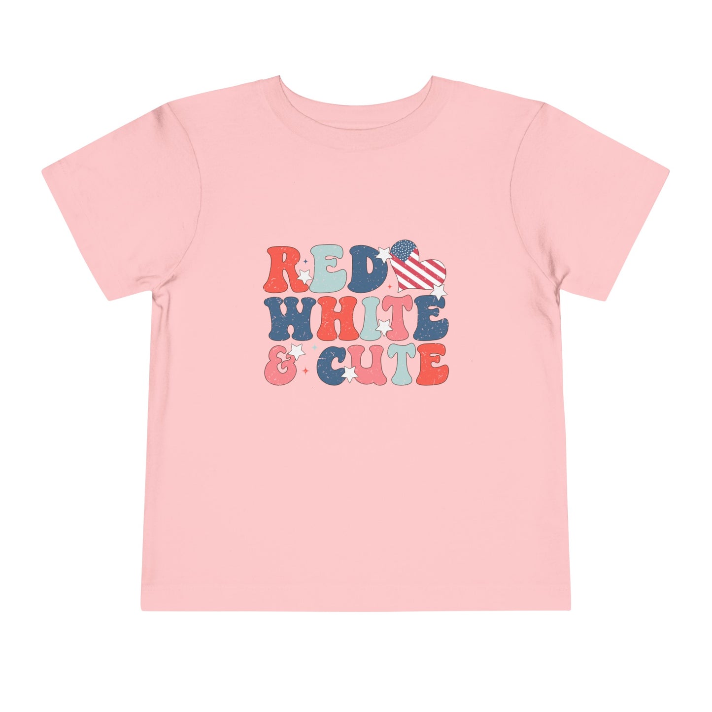Red White & Cute Patriotic USA America  Toddler Short Sleeve Tee