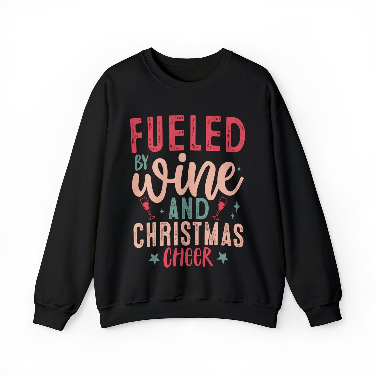 Fueled By Wine & Christmas Cheer Women's Funny Christmas Crewneck Sweatshirt