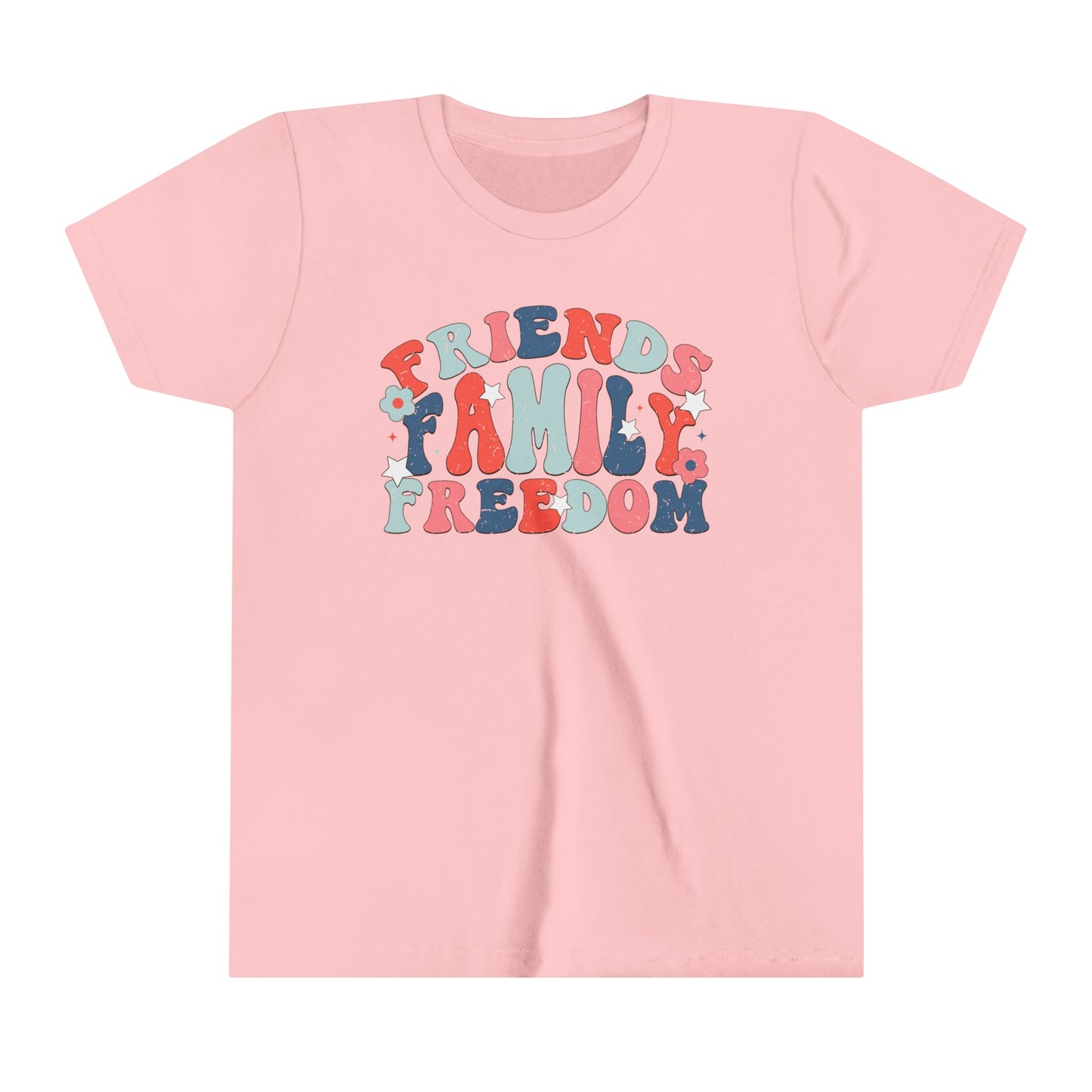 Friends Family Freedom 4th of July USA Youth Shirt