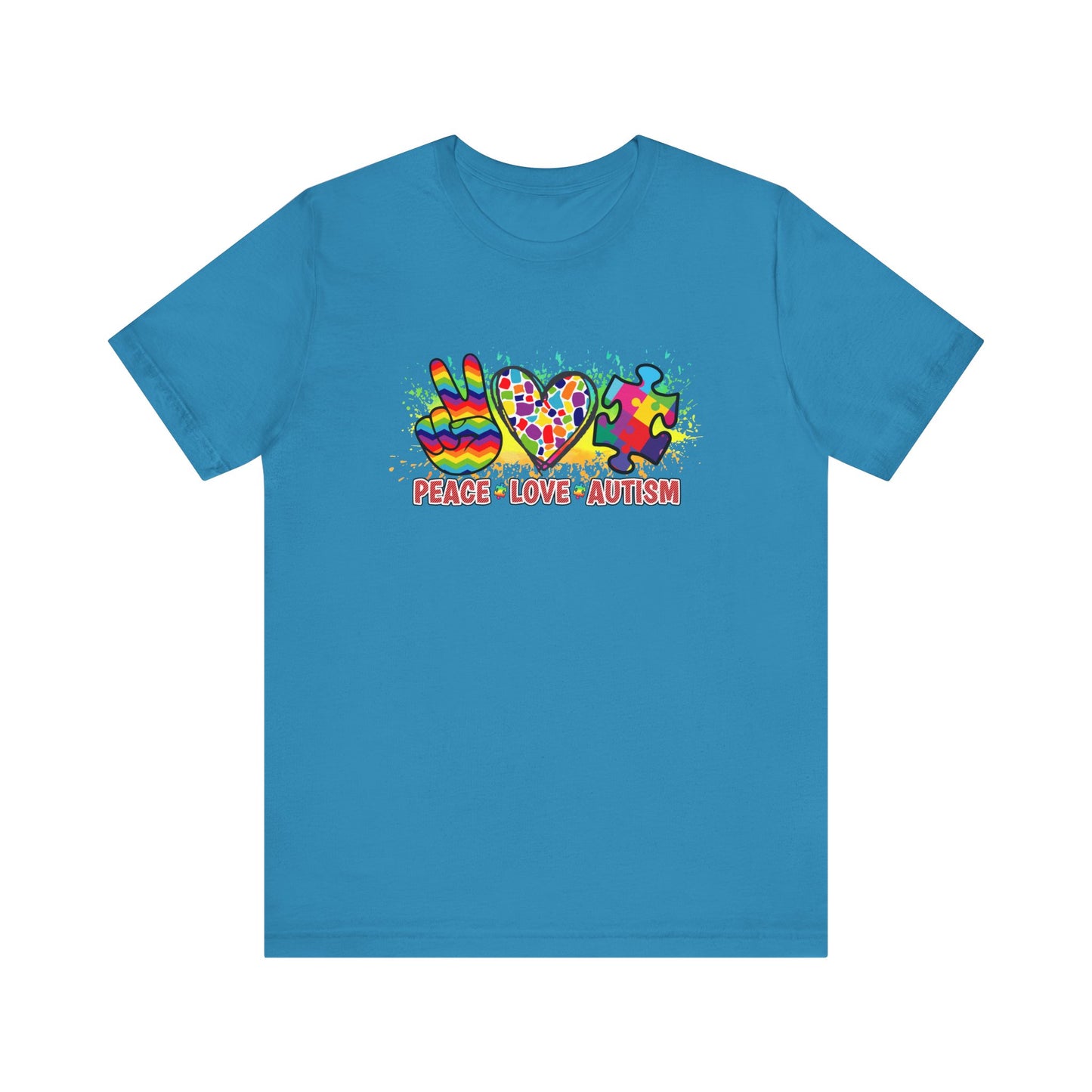 Peace Love Autism Autism Awareness Advocate Short Sleeve Tee