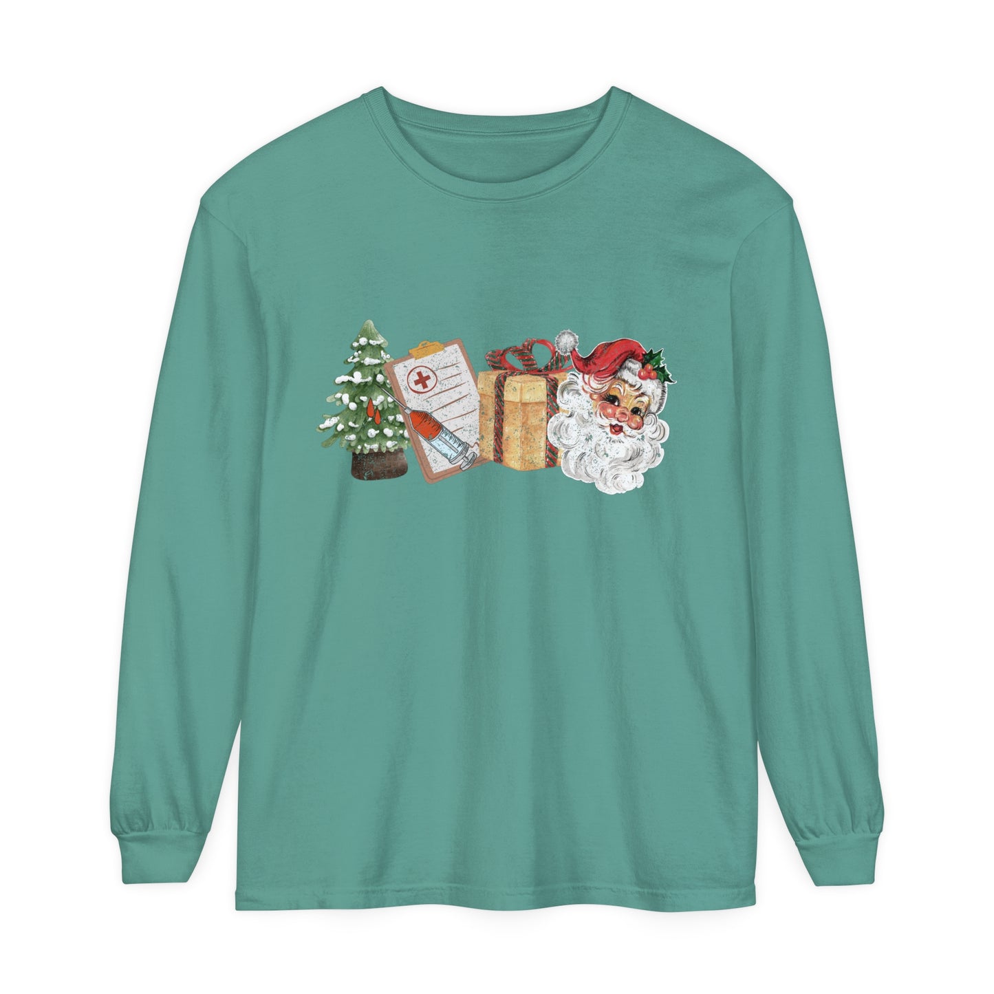 Nurse Medical Christmas Tree Loose Long Sleeve T-Shirt