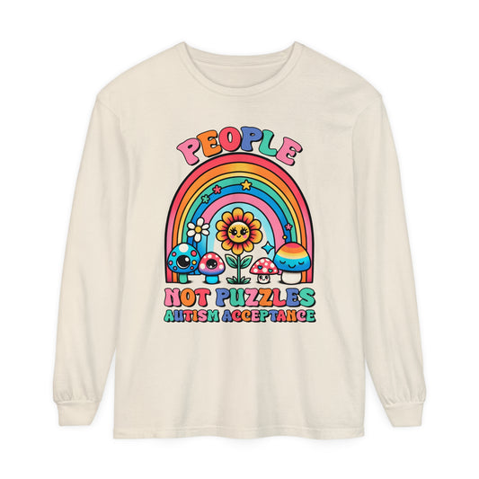 People Not Puzzles Autism Awareness Adult Unisex Long Sleeve T-Shirt