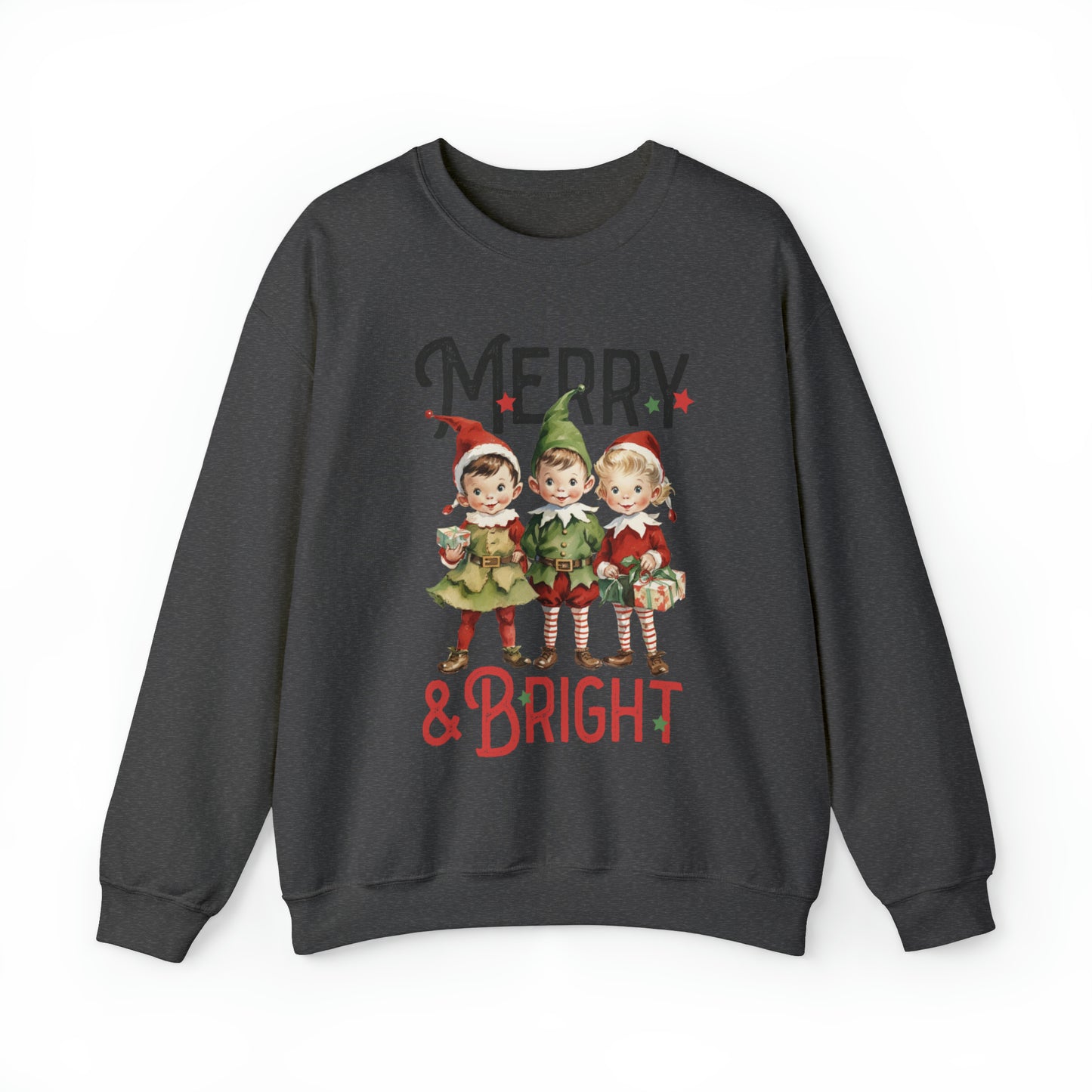 Merry and Bright Elf Women's Christmas Crewneck Sweatshirt