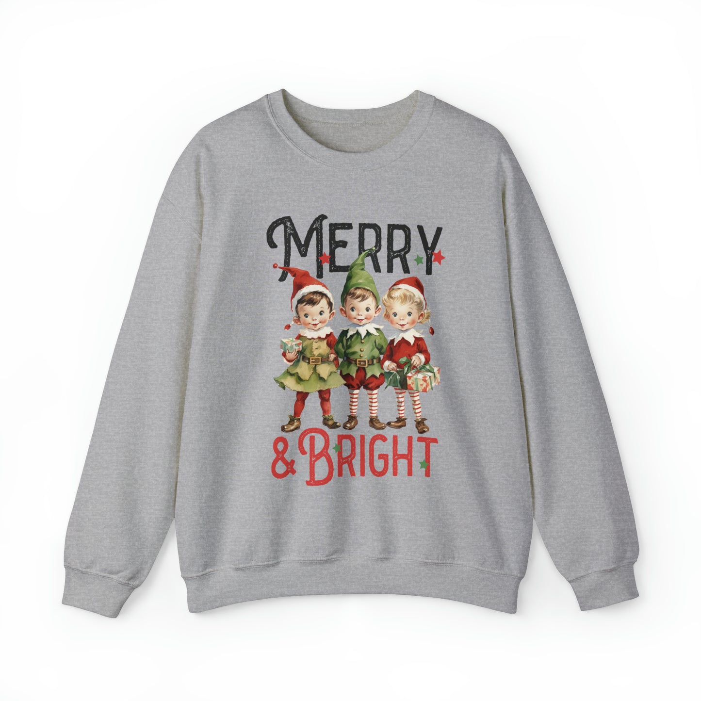 Merry and Bright Elf Women's Christmas Crewneck Sweatshirt