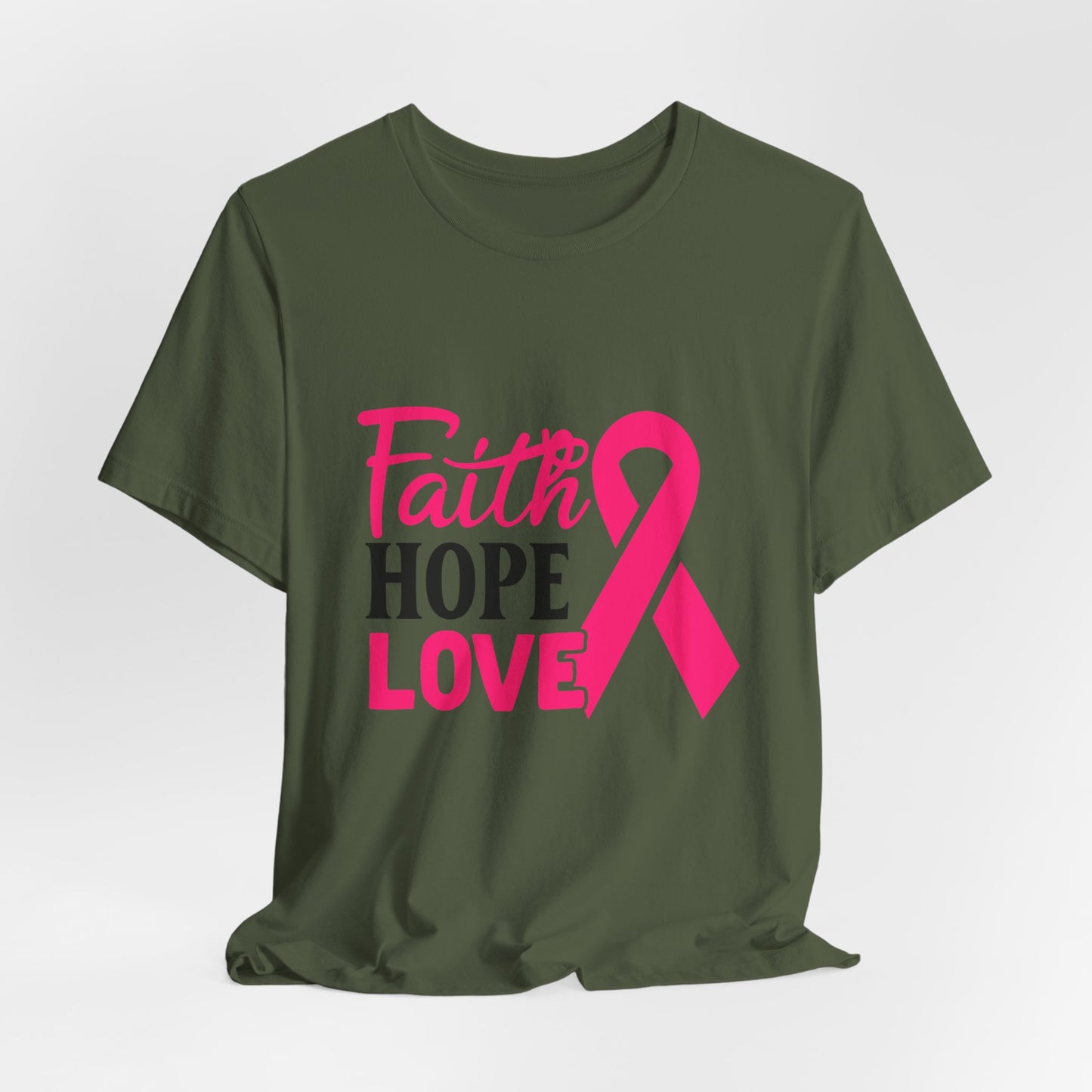 Faith Hope & Love Women's Breast Cancer Awareness Short Sleeve Tee