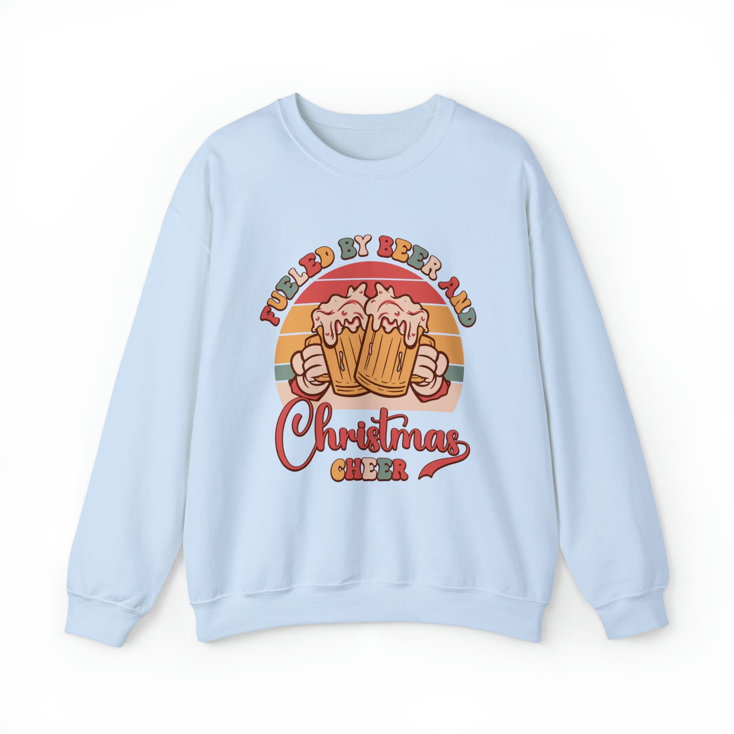 Fueled by Beer and Christmas Cheer Adult Unisex Funny Christmas Crewneck Sweatshirt