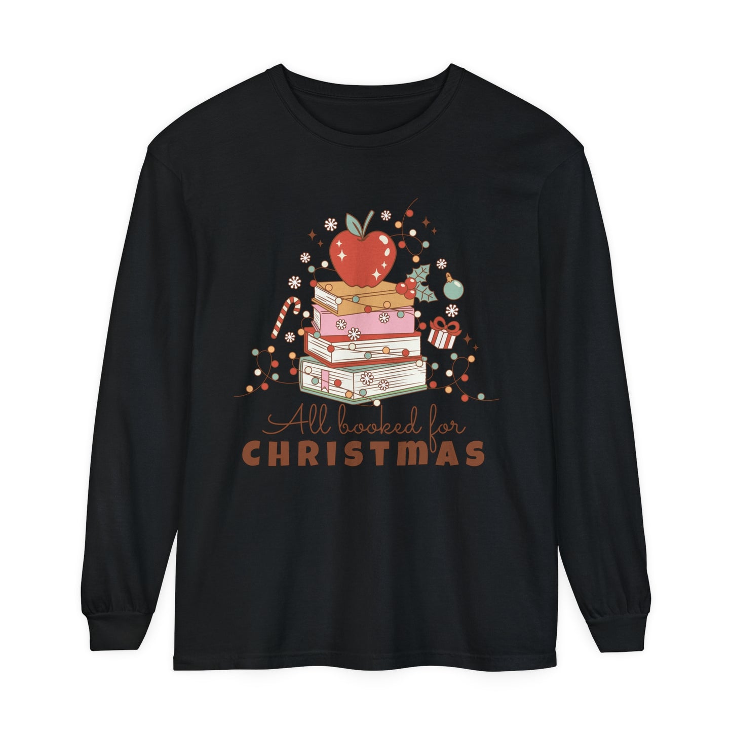 All Booked for Christmas Tree Loose Long Sleeve T-Shirt