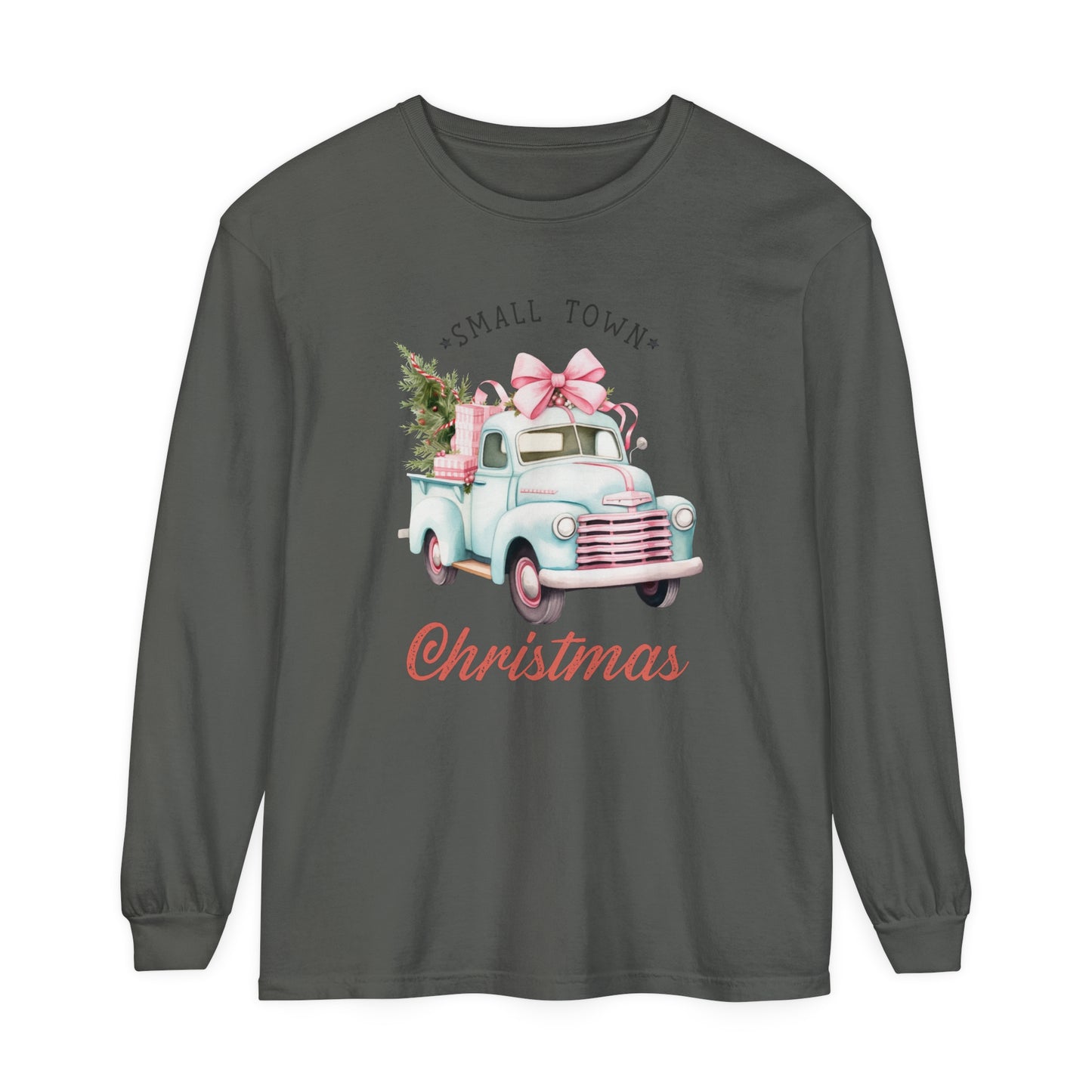 Small Town Vintage Christmas Women's Holiday Loose Long Sleeve T-Shirt