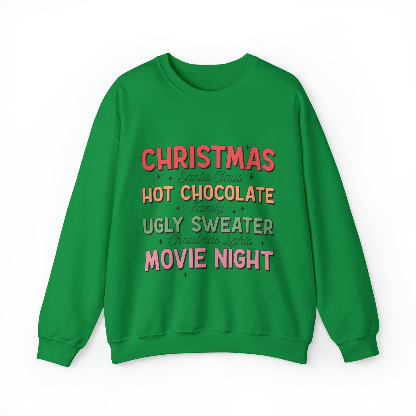 Christmas, Santa, Hot Chocolate, Family, Ugly Sweater, lights, Movies Holiday Women's Crewneck Sweatshirt