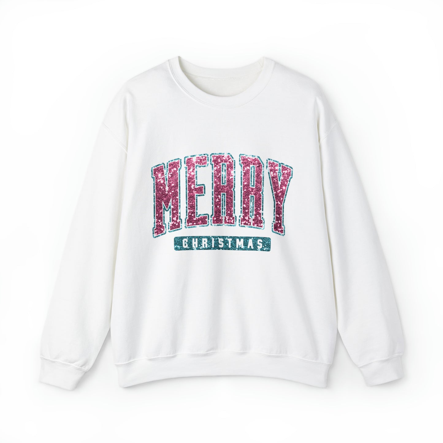 Merry Christmas Pink Sparkle Women's Christmas Crewneck Sweatshirt