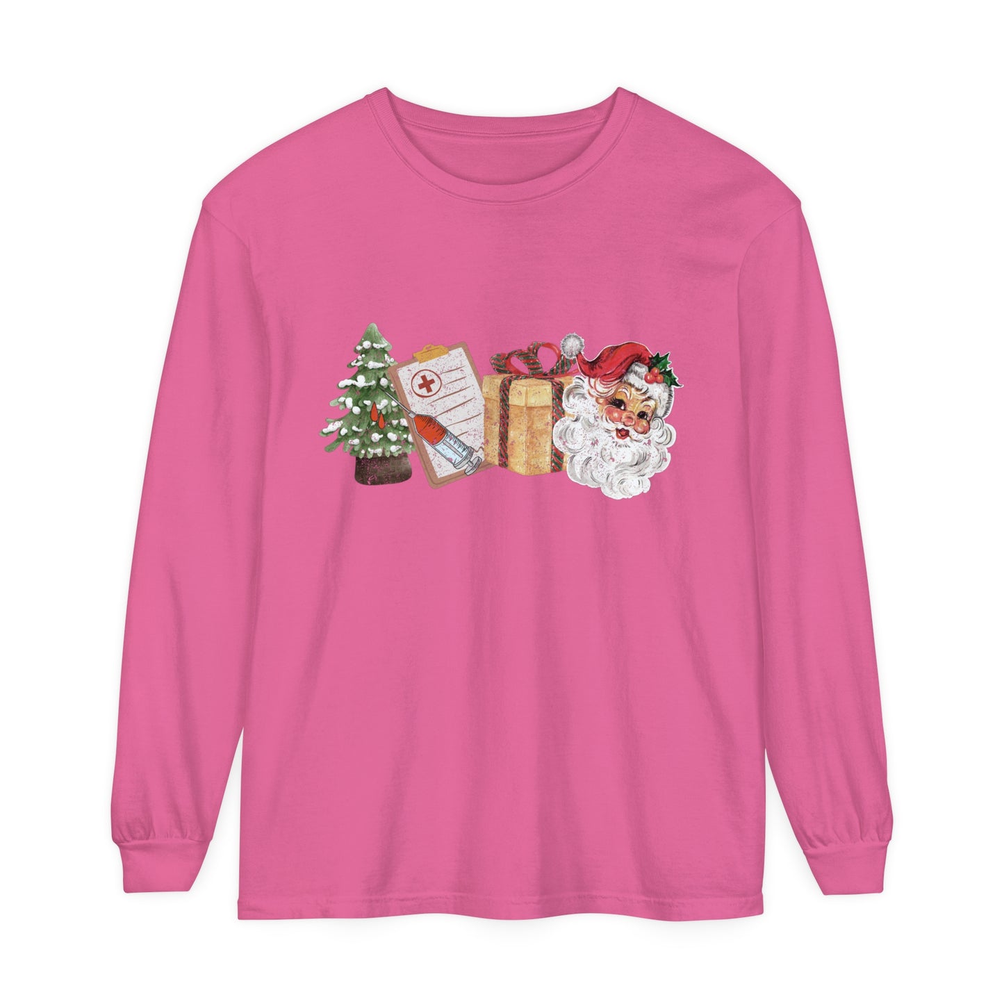 Nurse Medical Christmas Tree Loose Long Sleeve T-Shirt