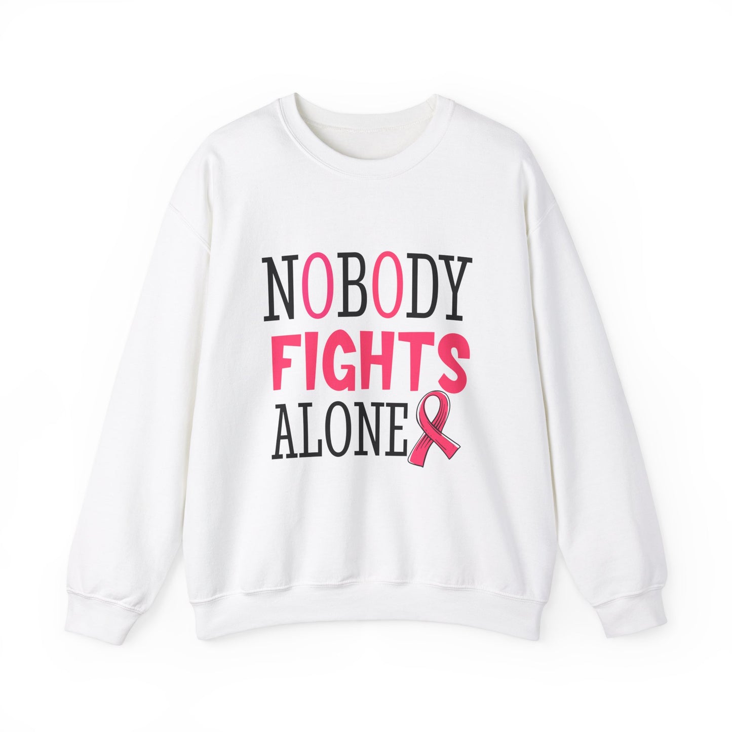 Nobody Fights Alone Breast Cancer Awareness Women's Crewneck Sweatshirt