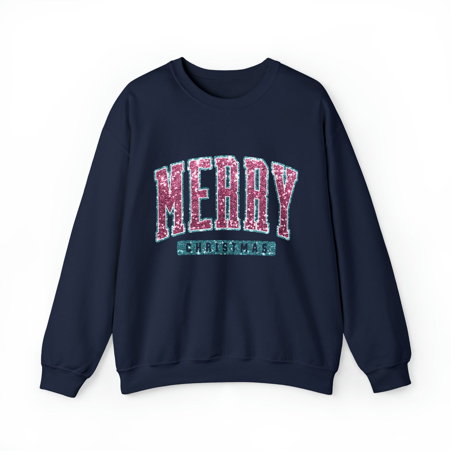 Merry Christmas Pink Sparkle Women's Christmas Crewneck Sweatshirt