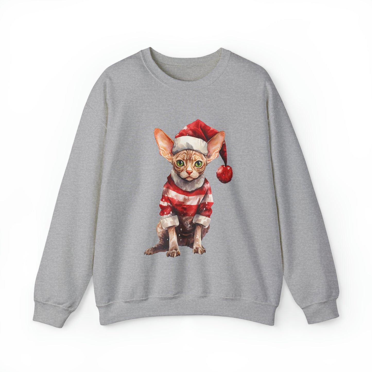 Funny Christmas Hairless Cat Sweatshirt Adult Unisex