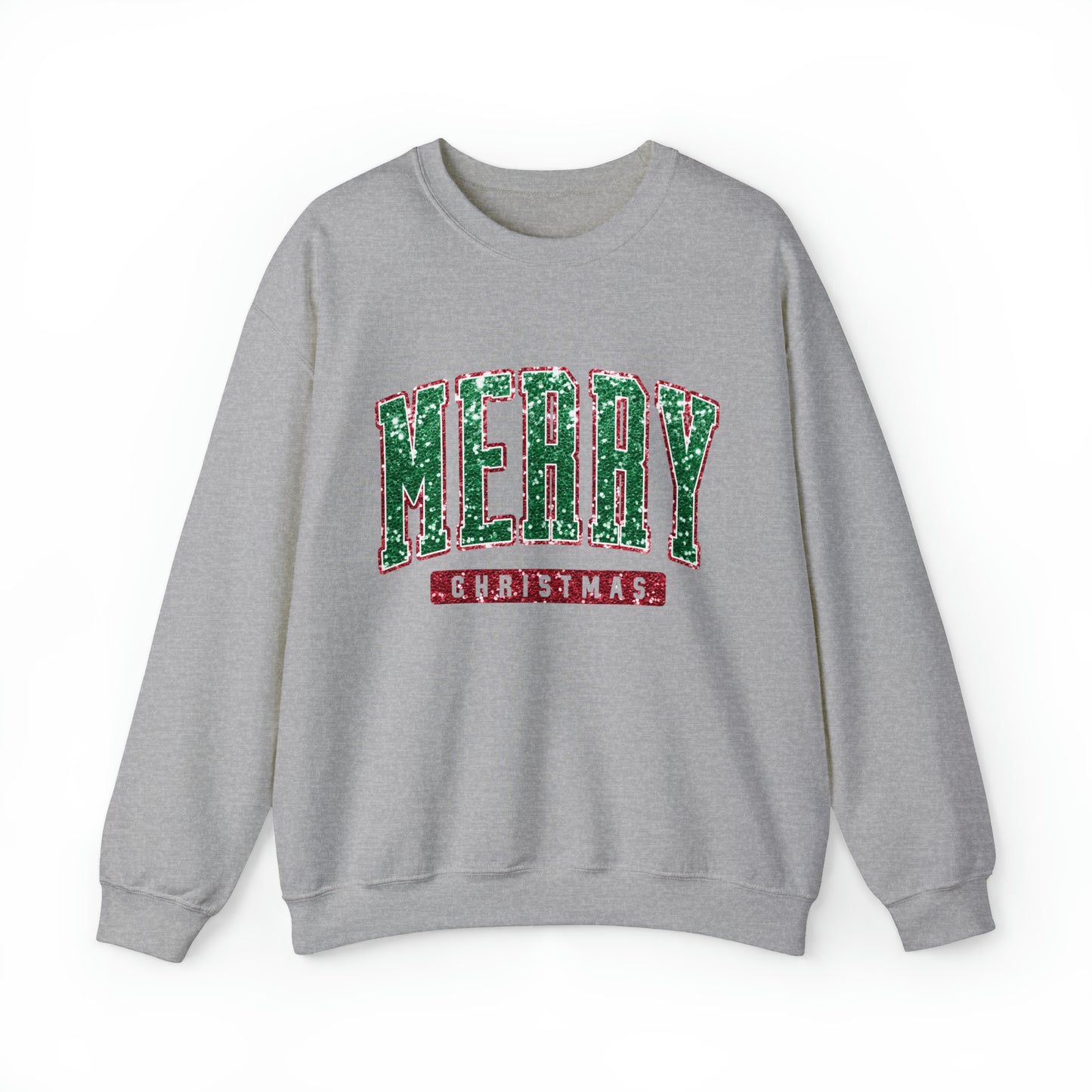 Merry Christmas Green Sparkle Women's Christmas Crewneck Sweatshirt