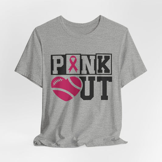 Pink Out Women's Blocked Lettering Breast Cancer Awareness Short Sleeve Tee