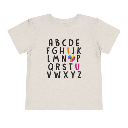 Alphabet I <3 U Autism Advocate Toddler Short Sleeve Tee